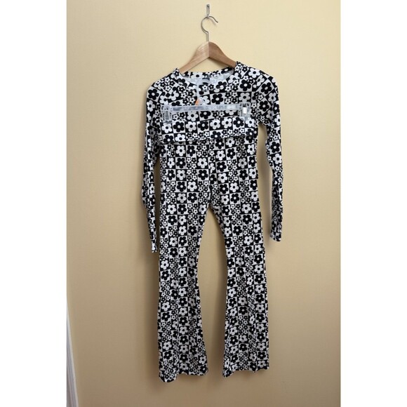 Wild Fable Black White Flowers Floral THREE PIECE SET Hoodie, Top, Pants Small - Picture 2 of 13